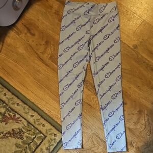 Champion Girls Logo Leggings Gray & Purple Size 7/8